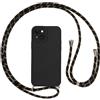 Vauki Cover per iPhone 15 con Cordino, Silicone Custodia con Laccio Collana Tracolla, Antiurto Ultra-Sottile Protettiva Cellulare Case per iPhone 15, Nero