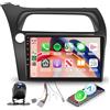 Hodozzy Autoradio per Honda Civic VIII 2006-2011 con Wireless Carplay Android Auto, Touchscreen da 9 pollici con Bluetooth/RDS FM/Youbube/V-Link/GPS/USB/SWC+Telecamera Posteriore