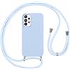 Vauki Custodia per Samsung Galaxy A32 4G Cover con Cordino,Blu Silicone Antiurto TPU Morbido Case Corda Collana Necklace Regolabile Stylish con Catena Ultra Sottile Cover per Samsung Galaxy A32 4G,Blu