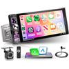 Rimoody Carplay Autoradio 1 Din con Android Auto iOS/Android Mirror Link 6.9 Pollici Touchscreen Autoradio Single Din con Bluetooth FM Radio USB/AUX/EQ/DVR Controllo del Volante Telecamera Posteriore