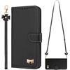 GoodcAcy Cover per Honor X8D 4G con Cordino,ustodia con Laccio Collana Tracolla Collo Liquido Case,Custodia in PU Pelle Portafoglio Flip Schede con Slot per Carte,Nero