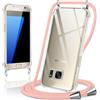 Coiwxmoi Cover per Samsung Galaxy S7 con Cordino 5,1,Trasparente Custodia con Laccio Tracolla Corda Catena Cinghia,Ultra Morbido Silicone TPU Antiurto Case per Samsung S7, Oro Rosa