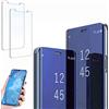 Ttianfa Custodia per Samsung A50 Cover specchio Flip Mirror cover a libro case,Vetro Temperato Supporto Antiurto stand Protective Clear View placcato traslucido PU Custodia Samsung A50,blu