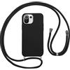 Vauki Cover per Cordino con Collana per Xiaomi 11 Lite 5G NE/Mi 11 Lite 4G/5G 6.55, Custodia Silicone Morbido con Corda, Case Tracolla Antiurto con Necklace Regolabile per Xiaomi 11 Lite, Nero