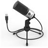 FIFINE Condensatore a Microfono studio kit, USB Microfono Computer con Braccio per Microfoni Regolabile e Filtro Anti-pop per Strumenti Voice Overs Registrazione Podcasting YouTube Gaming