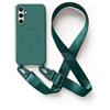 2NSPDRGNI Magnetica Cover con Collana Compatibile con Samsung Galaxy S23 FE,Case con Laccio per Il Collo Custodia con Cordino,Verde scuro