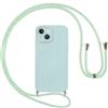 Vauki Cover per iPhone 13 con Cordino, Silicone Custodia con Laccio Collana Tracolla, Antiurto Ultra-Sottile Protettiva Cellulare Case per iPhone 13, Blu