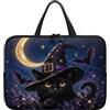 ZIATUBLES Custodia per computer portatile, con stampa di pipistrello, gatto, luna, Halloween, per donne e uomini, da 10 a 17 pollici, borsa per computer da viaggio, studio, lavoro, borsa per notebook