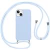 Vauki Custodia per iPhone 14 Plus Cover con Cordino,Blu Silicone Antiurto TPU Morbido Case Corda Collana Necklace Regolabile Stylish con Catena Ultra Sottile Cover per iPhone 14 Plus,Blu