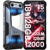 FOSSIBOT F106 Plus Rugged Smartphone, Telefono Indistruttibile 12000mAh 20W, Altoparlanti Dual-Stereo 128dB/Campo 512LM, 18GB+128GB/2TB, Android 15, 50MP+20MP Visione Notturna, IP69K Impermeabile