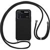 Vauki Cover per Cordino con Collana per Xiaomi Poco M4 Pro 4G 6.43, Custodia Silicone Morbido con Corda, Case Tracolla Antiurto con Necklace Regolabile per Poco M4 Pro 4G, Nero
