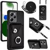 GoodcAcy Custodia a Portafoglio per Xiaomi Redmi Note 12 Pro 5G,Custodia con 360°Metallo Ring Kickstand, Antiurto Protettivo Case con Regolabile Laccio Tracolla Collana per Redmi Note 12 Pro 5G-Nero