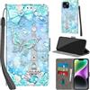 Haninsuze Cover per iPhone 15 Plus, Torre | Pelle PU Portafoglio, Porta Carte, Magnetica, Libro, Antiurto Custodia