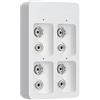 FEETER Caricabatterie 4 slot 9V con indicatori LED USB per batterie ricaricabili 9V Ni-/Ni-CD/Li-ION