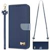 GoodcAcy Cover per Honor X8D 4G con Cordino,ustodia con Laccio Collana Tracolla Collo Liquido Case,Custodia in PU Pelle Portafoglio Flip Schede con Slot per Carte,Blu