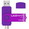 LEIZHAN Chiavetta USB 128GB,Flash Drive USB 3.0 OTG Memory Stick per Telefono Huawei Samsung Android Tablet Mac PC-Porpora