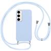 Vauki Custodia per Samsung Galaxy S24 FE 5G Cover con Cordino,Blu Silicone Antiurto TPU Morbido Case Corda Collana Necklace Regolabile Stylish con Catena Ultra Sottile Cover per S24 FE 5G,Blu
