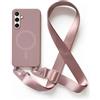 2NSPDRGNI Magnetica Cover con Collana Compatibile con Samsung Galaxy S23 FE,Case con Laccio per Il Collo Custodia con Cordino,Rose Gold