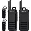 Retevis RB639P Walkie-talkie senza fili, Radio Bidirezionale PMR446 con Cuffie senza fili, Tipo C, Walkie Talkie Portatili VOX per Campeggio, Viaggi in Auto (Nero, 2 Pezzi)
