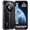 FOSSiBOT F109 5G Rugged Smartphone, 10600mAh (18W) Telefono Indistruttibile Android 14, 50MP+16MP, 6,745''FHD+1,32''IPS/doppio schermo, 24(8+16) GB RAM+256GB ROM /2TB, IP68/69K/Dual SIM/NFC/OTG/GPS