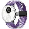 GIOPUEY 18mm Cinturini Magnetica Compatibile con Withings ScanWatch 2 38mm/Nova Brilliant 39mm/ScanWatch Light, Cinturino in Morbido Nylon Intrecciato [Unisex] [Traspirante] - Purple/White