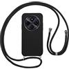 Vauki Cover per Cordino con Collana per Xiaomi Redmi 14C 4G/Poco C75 6.88, Custodia Silicone Morbido con Corda, Case Tracolla Antiurto con Necklace Regolabile per Redmi 14C, Nero