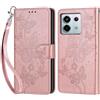 KENHONER Custodia per Xiaomi Redmi Note 13 Pro 5G Cover, Oro rosa Farfalla | Portafoglio in Pelle PU Retro, Antiurto Flip, Slot per Schede, Funzione Stand, Chiusura Magnetica