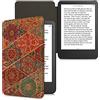 kwmobile Custodia compatibile con Amazon Kindle (2022/2024) - Cover a libro per eReader - Flip Case Protezione in sughero - Maioliche Marocchine fucsia/rosso/blu