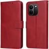 YUXING Cover per Xiaomi Redmi Note 17 Pro Max 5G, Custodia a Libro in Pelle | Portafoglio, Blocco RFID, Porta Carte e Tasca Contanti, Chiusura Magnetica, Supporto, Antiurto-Rosso