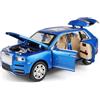 Lempefe Royce Cullinan - Macchina giocattolo in metallo, scala 1:24, con luci, alta simulazione, scala 1:24, colore: rosso/blu