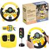 Foreverup Volante Giocattolo Per Bambini, Simulatore di Guida Bambini Rotazione a 360°, Controller Di Guida Simulato con Luce E Suono Guida Giocattoli Educativi per La Prima Infanzia, Giallo