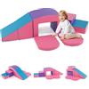 RELAX4LIFE Blocchi di Costruzione in Schiuma 6 Pezzi, Set di Blocchi da Arrampicata per Bambini con Copertura Impermeabile e Chiusure, Design Convertibile per Combinazioni Infinite (VIOLA)