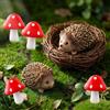 DIELOVEHUA 6 Pezzi Mini Resina Figure, Mini Funghi in Resina, Funghi Riccio Decorative Figure, Realistica Riccio Statua, Accessori da Giardino per Paesaggio Tavolo Decorazione DIY