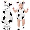 Beipegin Costume Mucca Tutine Neonato Bambina Bambino con Scarpe Cappello | Costume Animali Mucca Body Neonato Vestito Carnevale Costume Halloween Neonato 0-18 Mesi