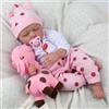 RUNGQIANY Bambola Realistica, 22 Pollici Bambole Reborn Bambola Morbida In Silicone E Vinile 55 Cm Reborn Femmina Con Accessori, Neonato Bambola Occhi Chiusi Giocattolo Per Bambine 3+ Anni