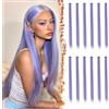 BARSDAR Extension Clip Capelli Colorati per Donne, 12 Pcs Colored Clip In Hair Extensions Colorate Rainbow Party Highlights Posticci Sintetici Estensioni Grigio Porpora da 55cm