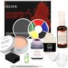 Zoonvii Trucco di Halloween con effetti speciali, pittura viso e corpo con lividi 6 colori, cera per cicatrici di sangue finto con spugne e pennelli per festa di Halloween