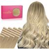 WENNALIFE Extension Capelli Veri Biadesivo, 20pz 25cm 30g Balayage da Biondo Sporco a Biondo Bianco Extension Biadesive Capelli Veri Lisci Remy Tape in Hair Extensions Capelli Setosi