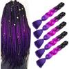 Dcbaboo Extension Capelli per Treccine Africane Nero & Fucsia & Blu, Extension Treccine Africane 5PCS 500g 60cm Treccia Capelli Finti Sintetici Afro Trecce Ombre Jumbo Braiding Hair Extension Braids