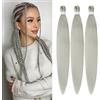 YDDM Capelli Per Treccine Africane Grigio Extension Treccine Texture Yaki Easy Install per Principianti 32 Pollici 3 Pezzi Capelli Leggeri e Naturali per Box Braids, Twist e Crochet