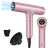 PARWIN PRO BEAUTY Asciugacapelli Ionic Unico Motore brushless da 110.000 RPM Asciugacapelli a basso rumore Innovativo microfiltro Diffusore magnetico Display LCD per casa salone e viaggi (Rosa)