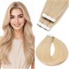 Silk-co Extension Adesive Capelli Veri Biadesivo #24 Biondo Naturale, 10 Ciocche Biadesive 15g per Sfumature/Volume 35cm