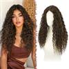 FESHFEN Parrucca Lace Front Ondulate Parrucche Castano Donna, 65 cm | Lunga Deep Wave Ricci Wig, Sintetici Resistente al Calore Naturali con HD Lace Wigs per Feste Quotidiano ed Eventi Speciali