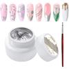 U-Shinein Smalto gel per unghie 3D modellante con penna, colore: argento | Asciugabile con lampada UV/LED, funziona con polvere cromata, include pennello e penna, nail art 3D fai da te