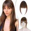 Elailite Frangetta Capelli Veri Clip Marrone Cioccolato, Frangia Finta Ordinata Hair Fringe Neat Bang Frontale con Tempie Posticci Donna