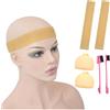 YTBYT 2 fasce elastiche in silicone traspirante per parrucca, antiscivolo, con impugnatura per parrucca, spazzola per capelli per parrucca fissa (marrone chiaro)