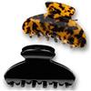 FSMILING Set di 2 fermagli per capelli grandi da donna, 9,5 cm, grandi fermagli per capelli per adulti, scalpello di tartaruga, clip per capelli granchio, nero e leopardo