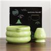 YlobdolY Set di ciotole per Matcha in ceramica, con supporto per frusta e ciotola con beccuccio versatore, realizzato a mano, in porcellana smaltata, con frusta tradizionale giapponese, con confezione