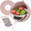 UTTKOJ Set scolapasta con coperchio, ciotola per mescolare e 3 grattugie, colore rosa