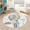 Paco Home Moderno tappeto per bambini per cameretta in colori pastello, graziosi motivi di animali in 3D, Dimensione:Ø 120 cm tondo
